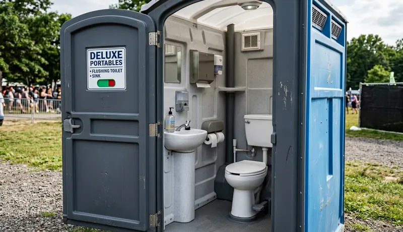 Deluxe Porta Potty (with Flushing) rental unit in Houston, TX