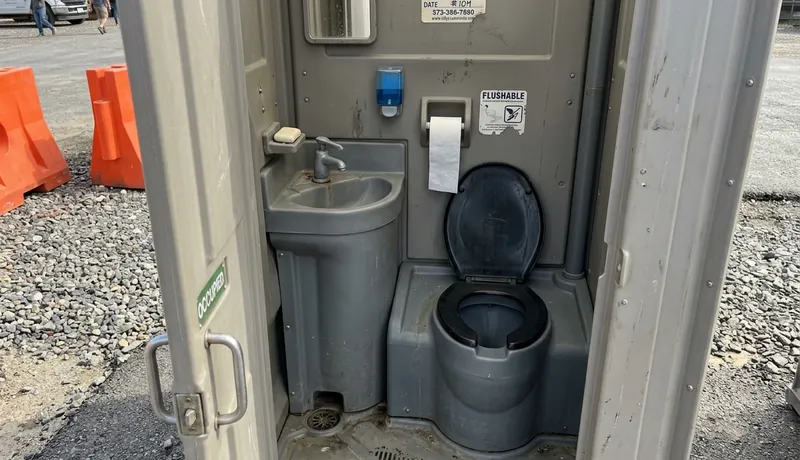 Flushable Porta Potty construction deployment in Houston, TX