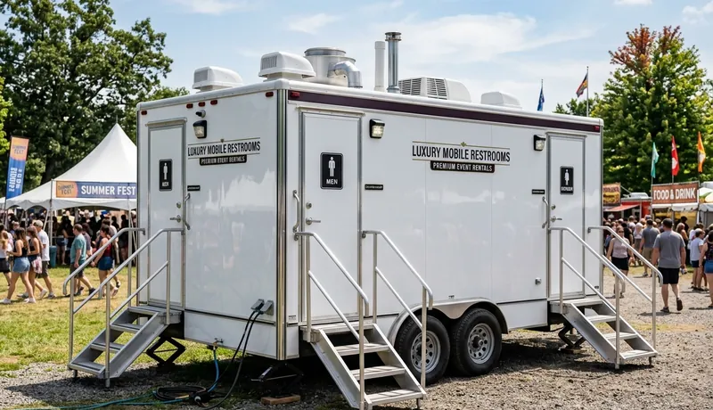 Restroom Trailer event setup in Houston, TX