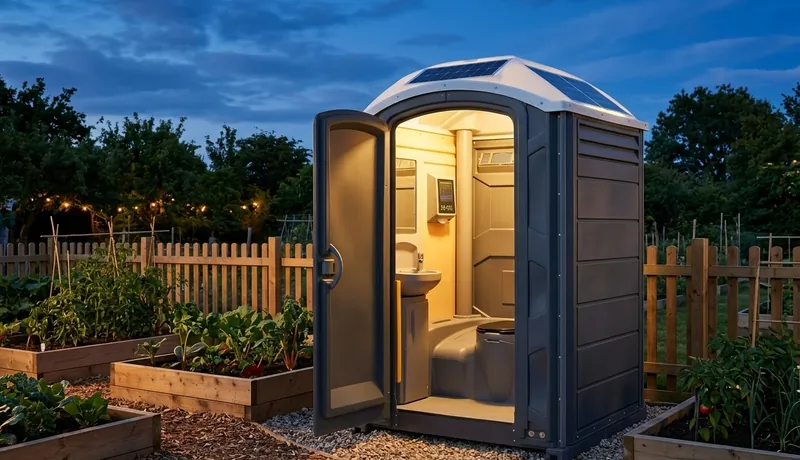Solar-Powered Porta Potty clean interior in Houston, TX