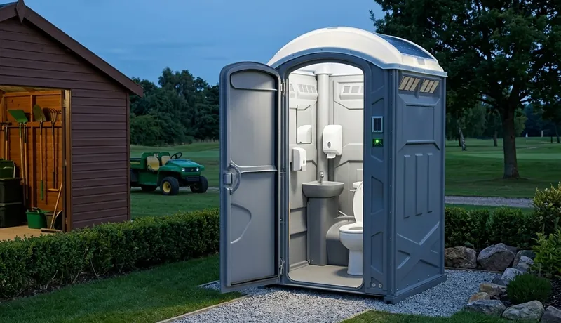 Solar-Powered Porta Potty event setup in Houston, TX